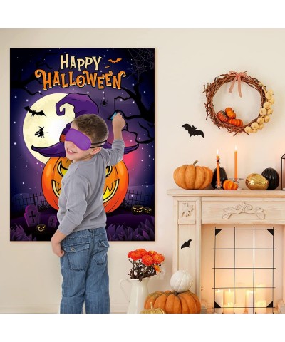 Pin the Nose on the Pumpkin - Halloween Party Games for Kids 28'' x 21'' Pumpkin Game Poster with 24 PCS Nose Stickers Blindf...