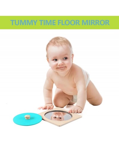 Baby Tummy Time Mirror Montessori Toys for Babies 0-6-12 Months Wooden Peekaboo Knob Puzzle Sensory Development Toys for Infa...