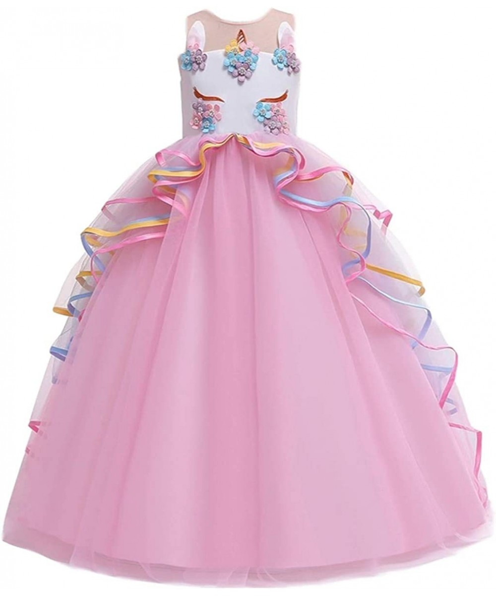 Girl's Unicorn Rainbow Long Tulle Dress Wedding Birthday Princess Carnival Party Performance Dance Pageant Ball Gowns $37.25 ...