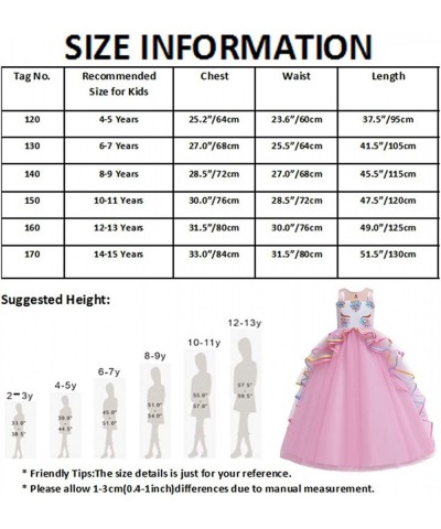 Girl's Unicorn Rainbow Long Tulle Dress Wedding Birthday Princess Carnival Party Performance Dance Pageant Ball Gowns $37.25 ...