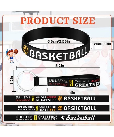 84 Pcs Basketball Party Favors Include 14 Basketball Silicone Bracelets 14 Squishy Stress Balls 14 Keychains with Quotes 14 P...