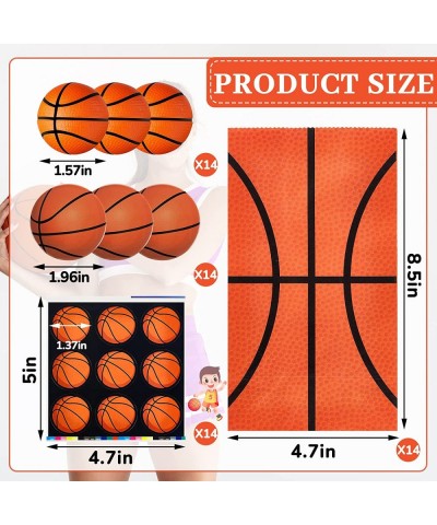 84 Pcs Basketball Party Favors Include 14 Basketball Silicone Bracelets 14 Squishy Stress Balls 14 Keychains with Quotes 14 P...