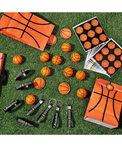 84 Pcs Basketball Party Favors Include 14 Basketball Silicone Bracelets 14 Squishy Stress Balls 14 Keychains with Quotes 14 P...