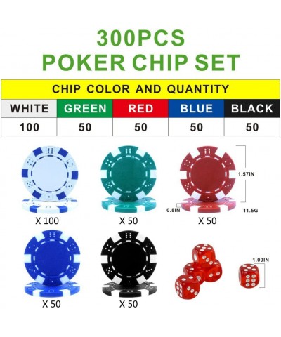 11.5 Gram Poker Chip Set - 300 PCS Casino Poker Chips with High-Strength Oxford Cloth Handbag for Texas Holdem Blackjack Gamb...