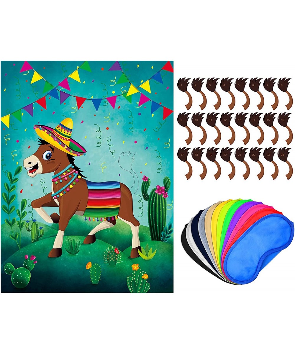 Pin The Tail On The Donkey Party Game Mexican Donkey Game Poster Come Extra with Donkey Tail and Eye Masks for Donkey Party F...