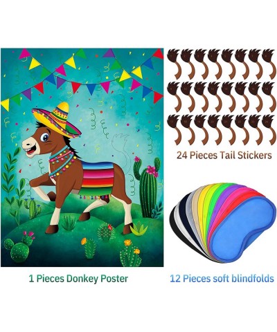 Pin The Tail On The Donkey Party Game Mexican Donkey Game Poster Come Extra with Donkey Tail and Eye Masks for Donkey Party F...