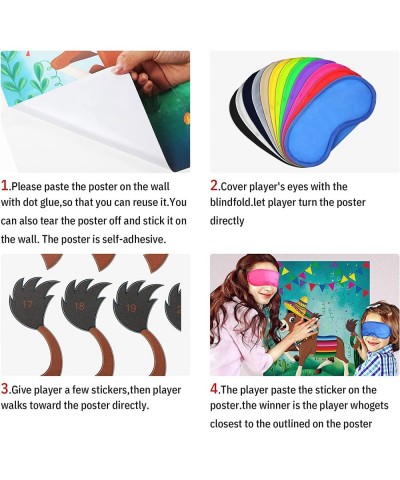 Pin The Tail On The Donkey Party Game Mexican Donkey Game Poster Come Extra with Donkey Tail and Eye Masks for Donkey Party F...