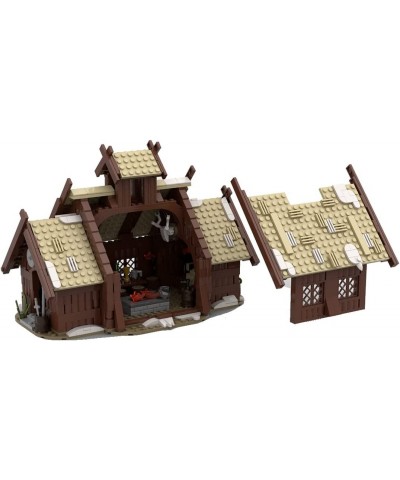 Medieval Series The Vikings Mead Hall Bricks Model Creative Construction Collection Building Toy Compatible with Lego MOC Des...