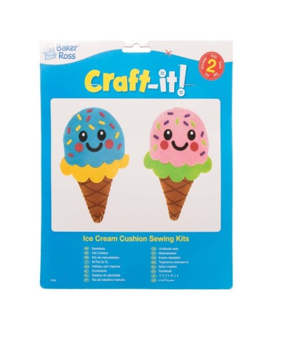 FE391 Ice Cream Cushion Sewing Kits - Pack of 2 Sewing Set for Children Creative Activities for Kids Ideal Arts and Crafts Pr...