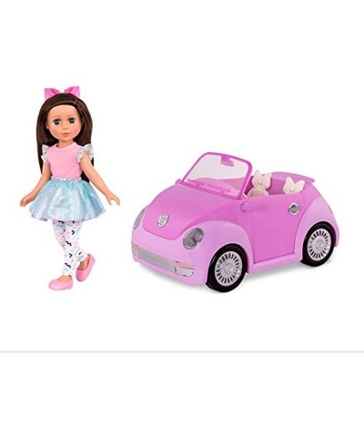 – Purple Convertible Car & 14-inch Poseable Doll Candice – Rolling Wheels Opening Doors Trunk & Interior Storage – Toys Cloth...