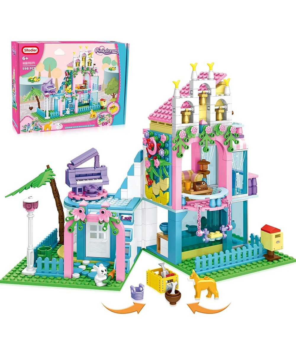 Garden House Building Block Set Toy for Kids 598pcs Expandable House Building Blocks for Girls Boys 6-12 Building Bricks Toy ...