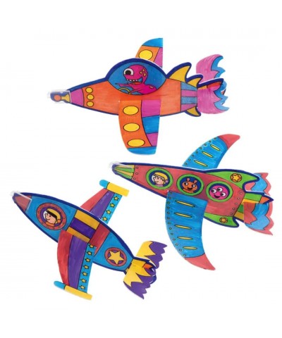 AX176 Make Your Own Rocket Flying Gliders - Pack of 10 Arts and Crafts for Kids to Color in Party Bag Fillers Games and Prize...