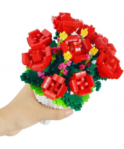 Flower Bouquet Building Kit Building Roses Bouquet with Music Box Creative Building Project for Adults Gifts for Mother’s Day...