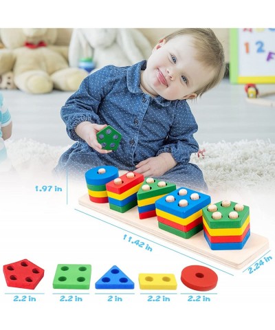 Montessori Toys for 1 2 3 Year Old Boys Girls Wooden Stacking & Sorting Board Educational Learning Toy Shape Color Recognitio...