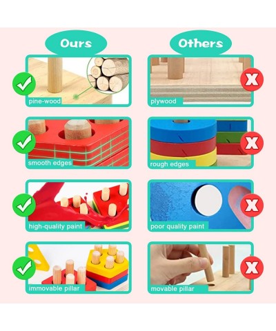 Montessori Toys for 1 2 3 Year Old Boys Girls Wooden Stacking & Sorting Board Educational Learning Toy Shape Color Recognitio...