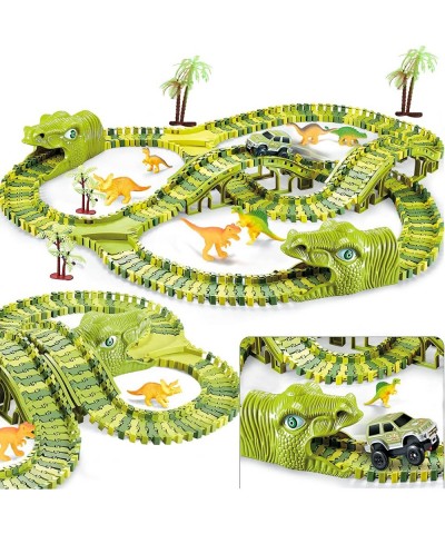 Dinosaur Race Tracks Toys for Boys 289Pcs Flexible Track Playset with a Race Car / 6 Toy Dinosaurs / 4 Trees for 3 4 5 6 7 8 ...