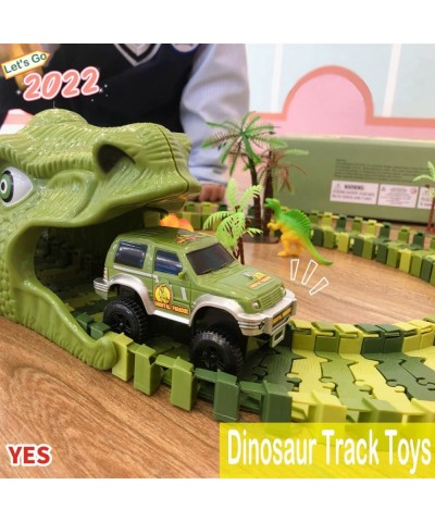 Dinosaur Race Tracks Toys for Boys 289Pcs Flexible Track Playset with a Race Car / 6 Toy Dinosaurs / 4 Trees for 3 4 5 6 7 8 ...