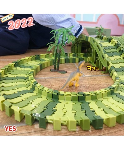 Dinosaur Race Tracks Toys for Boys 289Pcs Flexible Track Playset with a Race Car / 6 Toy Dinosaurs / 4 Trees for 3 4 5 6 7 8 ...