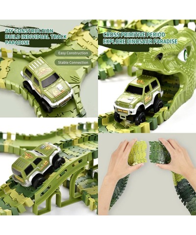 Dinosaur Race Tracks Toys for Boys 289Pcs Flexible Track Playset with a Race Car / 6 Toy Dinosaurs / 4 Trees for 3 4 5 6 7 8 ...