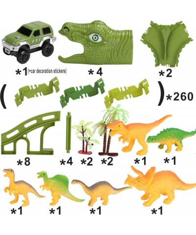 Dinosaur Race Tracks Toys for Boys 289Pcs Flexible Track Playset with a Race Car / 6 Toy Dinosaurs / 4 Trees for 3 4 5 6 7 8 ...