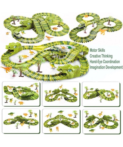 Dinosaur Race Tracks Toys for Boys 289Pcs Flexible Track Playset with a Race Car / 6 Toy Dinosaurs / 4 Trees for 3 4 5 6 7 8 ...