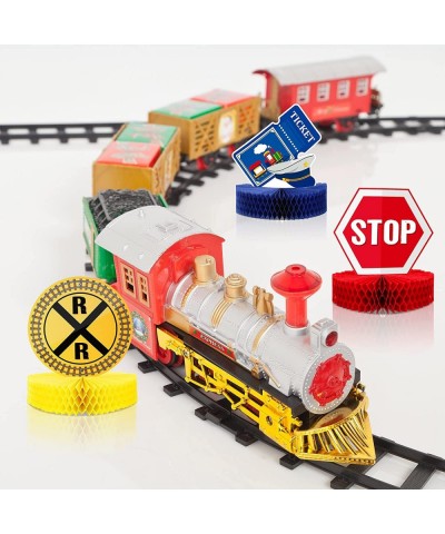 9 Pcs Railroad Train Crossing Theme Honeycomb Centerpieces Party Decorations Railway Train Centerpiece Decoration Birthday Ra...