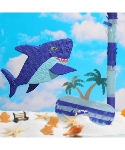 15.7 Inch Shark Party Pinata Small Mexican Pinata with Blindfold and Bat and Round Tissue Paper for Summer Decoration Photo P...