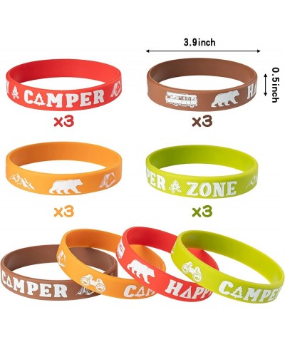 84Pcs Camping Party Favors Kit Happy Camper Party Gifts Include Silicone Bracelets Stickers Keychain Badge for Kids Camping A...