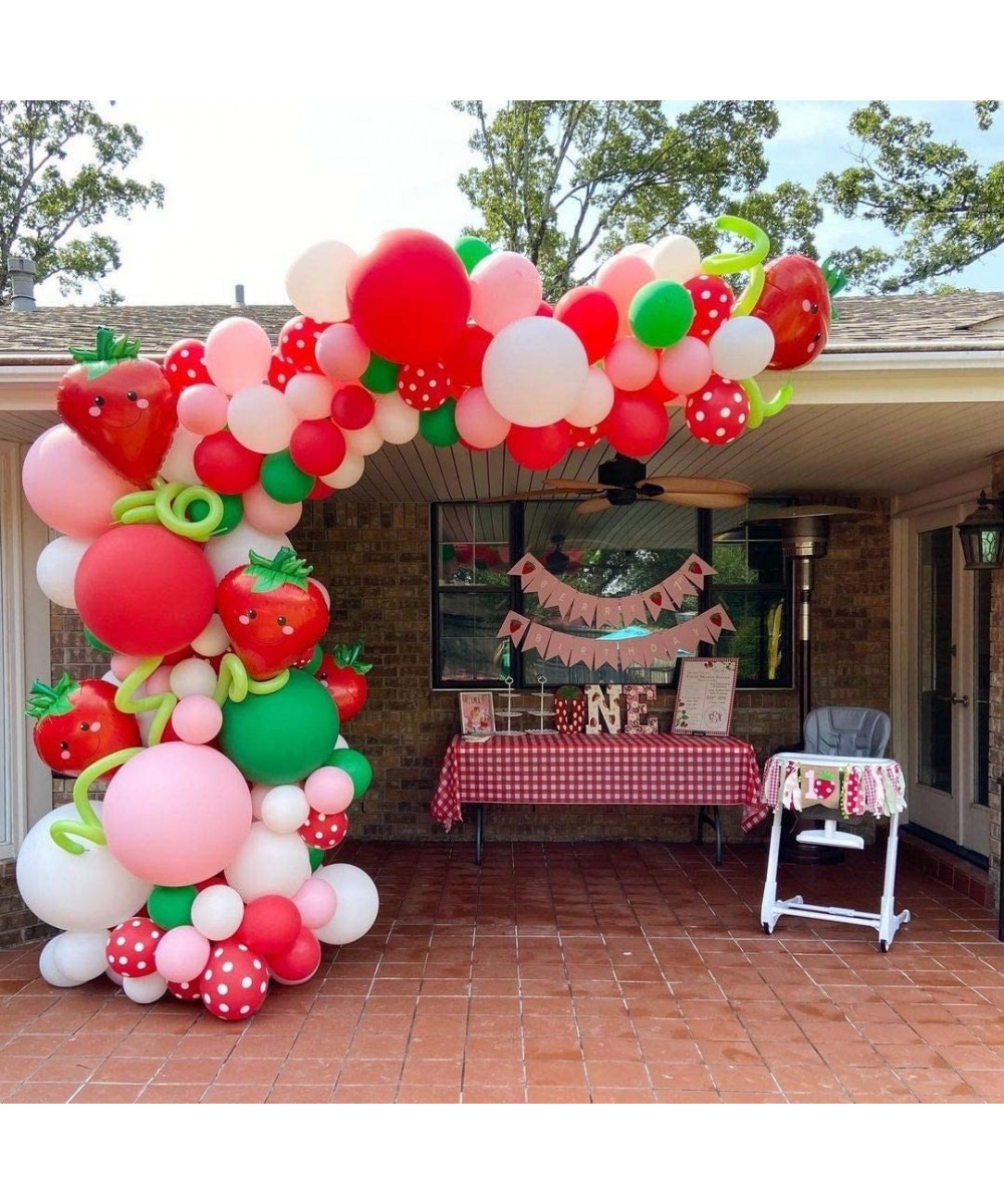 QICIG Strawberry Party Decoration Balloon Garland Set Girl Birthday Party Supplies Strawberry Red Aluminum Foil Balloon Latex...