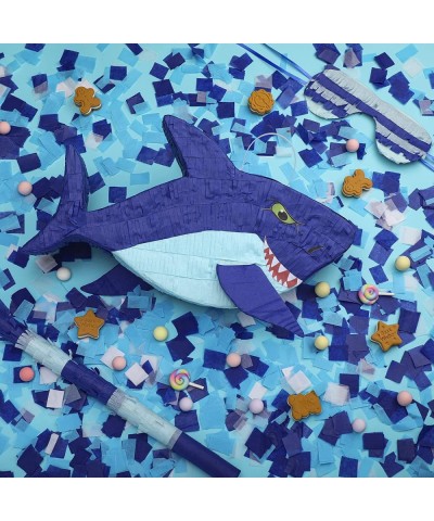 15.7 Inch Shark Party Pinata Small Mexican Pinata with Blindfold and Bat and Round Tissue Paper for Summer Decoration Photo P...