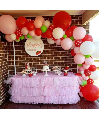 QICIG Strawberry Party Decoration Balloon Garland Set Girl Birthday Party Supplies Strawberry Red Aluminum Foil Balloon Latex...