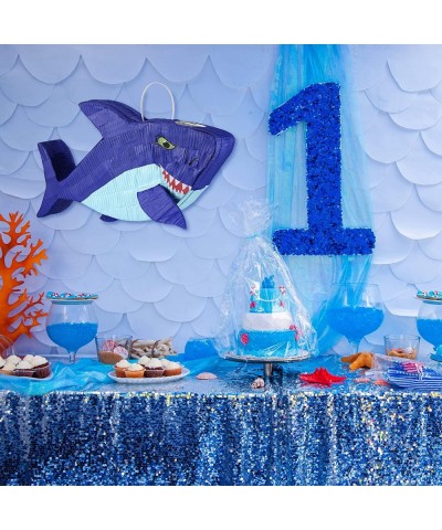 15.7 Inch Shark Party Pinata Small Mexican Pinata with Blindfold and Bat and Round Tissue Paper for Summer Decoration Photo P...