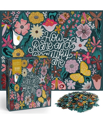 Rare and Beautiful 500 Piece Jigsaw Puzzle - Pretty Flowers Colorful Butterflies and Inspirational Art - Cute and Modern 500 ...