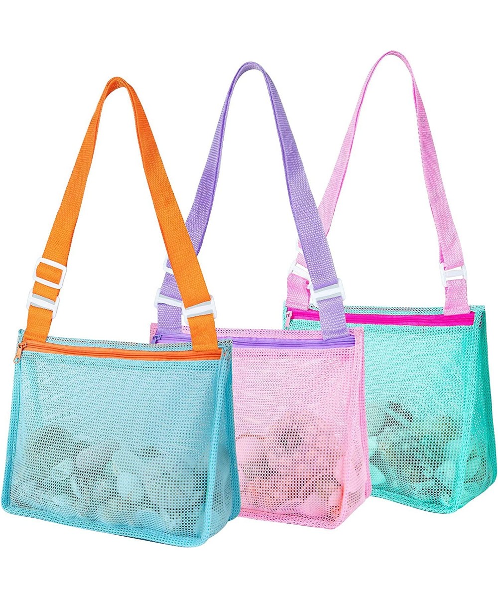 Beach Toys Shell Bags Kids Shell Collecting Bag Beach Sand Toy Totes for Holding Shells Beach Toys 3 Pcs Colorful Mesh Beach ...