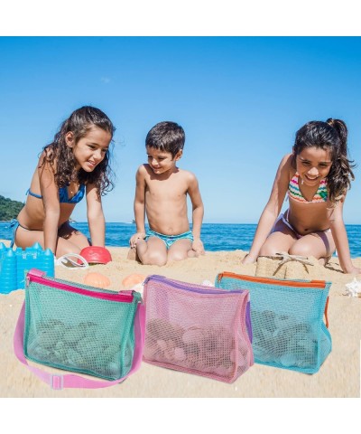 Beach Toys Shell Bags Kids Shell Collecting Bag Beach Sand Toy Totes for Holding Shells Beach Toys 3 Pcs Colorful Mesh Beach ...