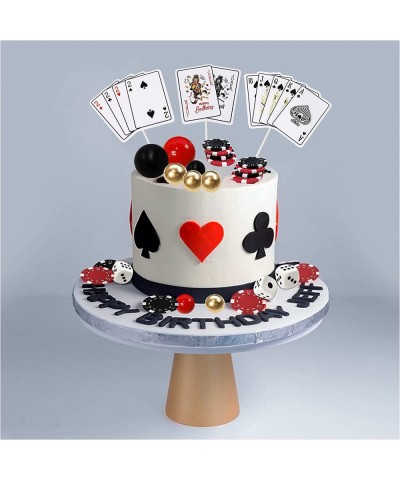 29PCS Casino Cake Decoration Dice Poker Chips Cupcake Cake Topper Set Ball Cake Topper Playing Card Game Theme Picks for Las ...