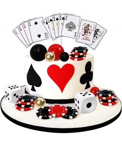 29PCS Casino Cake Decoration Dice Poker Chips Cupcake Cake Topper Set Ball Cake Topper Playing Card Game Theme Picks for Las ...