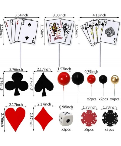 29PCS Casino Cake Decoration Dice Poker Chips Cupcake Cake Topper Set Ball Cake Topper Playing Card Game Theme Picks for Las ...