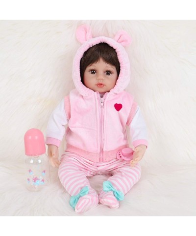 Reborn Baby Doll Realistic Silicone Vinyl Baby Pink Vest Girl 16 inch Weighted Soft Body Lifelike Doll Gift Set for Ages 3+(P...