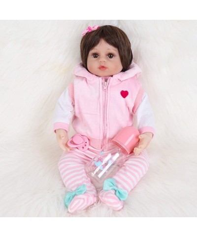 Reborn Baby Doll Realistic Silicone Vinyl Baby Pink Vest Girl 16 inch Weighted Soft Body Lifelike Doll Gift Set for Ages 3+(P...