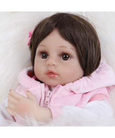 Reborn Baby Doll Realistic Silicone Vinyl Baby Pink Vest Girl 16 inch Weighted Soft Body Lifelike Doll Gift Set for Ages 3+(P...