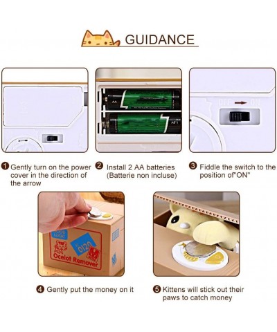 Cat Piggy Bank 4.72 x 4.13 x 3.86 inch Automatic Kitty Stealing Coin Penny Cents Money Collecting Saving Box Gift for Kids Ch...