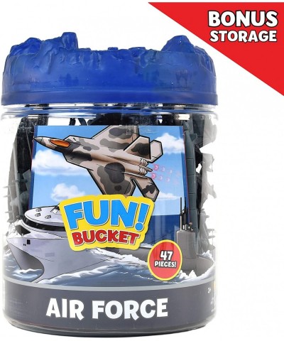 Military Air Force Bucket – 47 Assorted Battleships and Accessories Toy Play Set for Kids Boys and Girls | Plastic Boat and P...