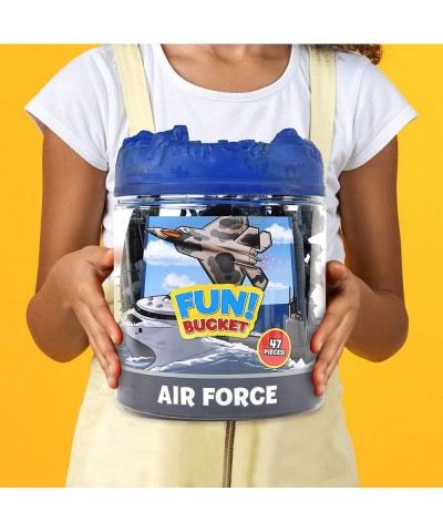 Military Air Force Bucket – 47 Assorted Battleships and Accessories Toy Play Set for Kids Boys and Girls | Plastic Boat and P...