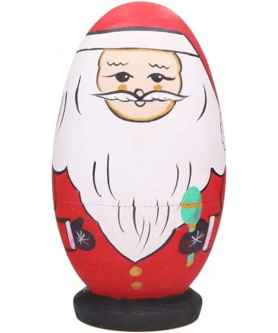 Set of 5 Egg Shape Cute Santa Claus Russian Nesting Dolls Handmade Wooden Matryoshka Crafts Dolls for Kids Toy Children Chris...