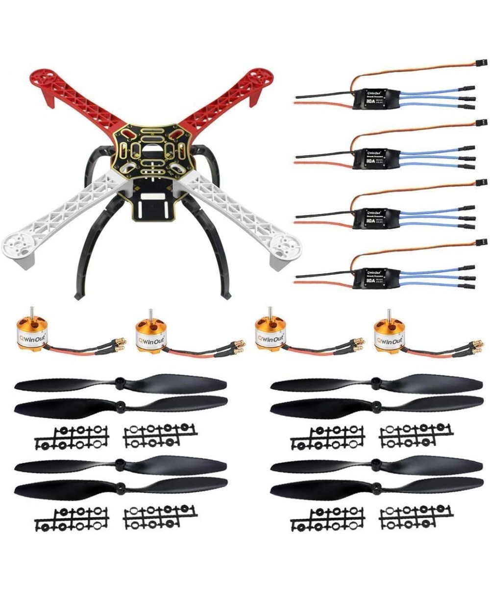 F450-V2 Drone Frame Kit 450mm 4-axle Airframe with Landing Skid Gear + 4 Pcs A2212 1400KV Brushless Motor + 4 Pcs 2-4S 30A Br...