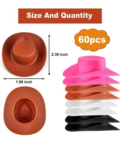 60 Pieces Plastic Mini Western Cowboy Hats Cowgirl Hats Miniature Cute Toy Doll Hats Doll Dress Up Party Accessories for Doll...