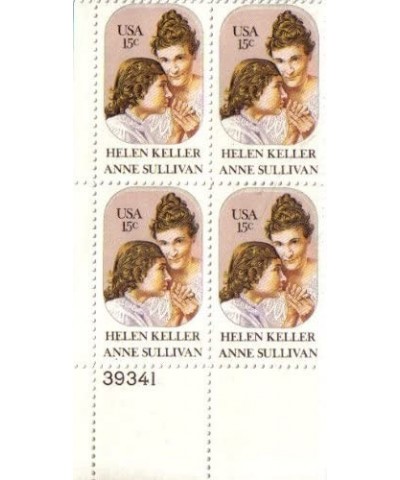 1980 HELEN KELLER ~ ANNE SULLIVAN 1824 Plate Block of 4 x 15 cents US Postage Stamps $15.11 Collectibles Display & Storage