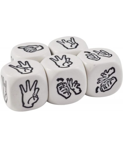 Set of 5 White Educational Sign Language Numbers (7-12) 19mm Dice in Snow Organza Bag $20.89 Game Accessories