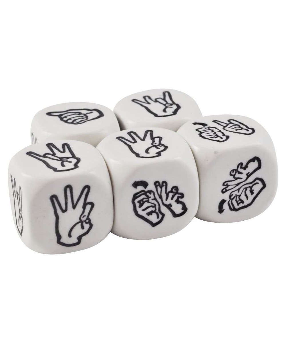 Set of 5 White Educational Sign Language Numbers (7-12) 19mm Dice in Snow Organza Bag $20.89 Game Accessories